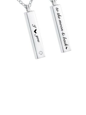 For A Love Note or ? I Love You To the Moon & Back Rectangle Necklace Valentine